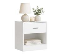 Relaxdays Table de Chevet Blanc avec tiroir et Niche Ouverte, H x L x P: 41 x 39 x 28 cm, pour Chambre