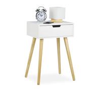 Relaxdays Table de chevet blanche avec tiroir