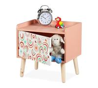 Relaxdays Table de Chevet, pour l'enfant, Case, Design météorologique, Bois de pin et MDF, HLP 41x40x30 cm, Multicolore