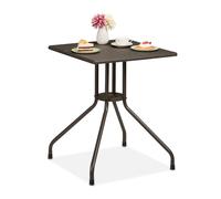 Relaxdays Table de Jardin carrée, HxLxP : 75 x 61 x 61 cm, Aspect Bois, Balcon, terrasse, Plastique et Acier, Marron