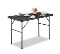 Relaxdays Table de jardin rectangulaire aspect bois, pliable, 74×118×60 cm, noire