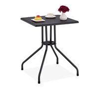 Relaxdays Table de Jardin Aspect rotin, Forme carrée, HxLxP: 75x61x61 cm, Balcon, Plastique, métal, extérieur, Noir