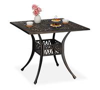 Relaxdays Table de jardin carrée avec trou parasol