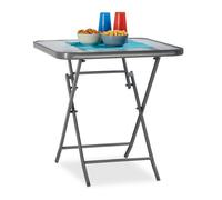 Relaxdays Table de jardin balcon en verre STRUK table à manger anthracite 70 x 70 cm carré, gris