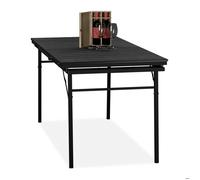 Table de jardin pliable Relaxdays, largeur : 166-215 cm, plastique, acier, résistante aux intempéries, 8 personnes, table de camping, noire