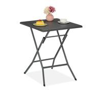 Relaxdays Table de jardin grise aspect rotin