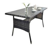 Relaxdays Table jardin effet rotin, plateau verre