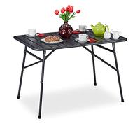 Relaxdays Table de jardin pliable en métal rectangulaire 110 x 70,5 x 74,5 cm robuste anthracite