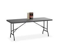 Relaxdays Table de Jardin Pliante, 72 x 180 x 74 cm, Grise | plastique et acier, 8 personnes, table de camping