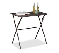 Relaxdays Table de Jardin Pliante, Aspect Bois, carré, Plastique, métal, Balcon, Solide, HLP 75 x 77,5 x 48,5 cm, Brun