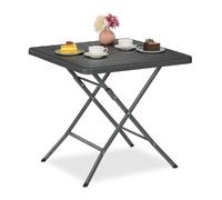 Relaxdays Table de Jardin Pliante, carrée, HLP : 74x78x78 cm, Balcon, terrasse, Plastique et métal, Grise