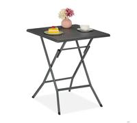 Relaxdays Table de jardin grise aspect rotin