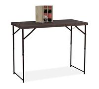 Table de jardin pliable Relaxdays, dimensions : 74 x 120 x 60 cm, plastique, acier, hauteur réglable, 6 personnes, table de camping, marron