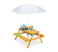 Relaxdays Table en bois pour enfants avec parasol