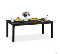 Relaxdays Table de jardin rectangulaire aspect bois jardin balcon terrasse H x L x P: 39 x 98 x 48 cm noir