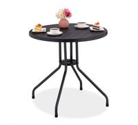 Relaxdays Table de jardin ronde aspect bois