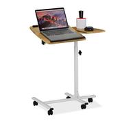 Relaxdays Table de lap Top réglable en Hauteur, sur roulettes, plaques inclinables, Support pour Souris; HlP: 68x88x61