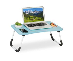 Relaxdays Table de lit ordinateur portable en bleu