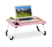 Relaxdays Table de lit ordinateur portable en rose