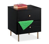 Relaxdays Table de nuit avec 2 tiroirs