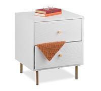 Relaxdays Table de nuit blanche avec 2 tiroirs