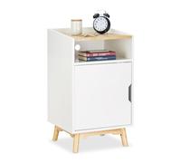Relaxdays Table de nuit avec porte blanche