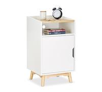 Relaxdays Table de nuit avec porte blanche
