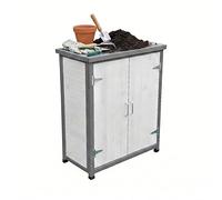 Relaxdays Table de rempotage en Bois avec Plateau galvanisé, Ombre Blanc/Gris, 90x75x40 cm