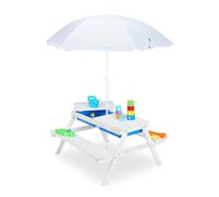 Relaxdays Table en bois pour enfants et parasol