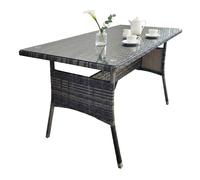 Relaxdays Table jardin effet rotin, plateau verre