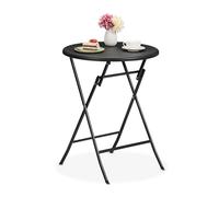 Relaxdays Table Jardin Pliante, 75 x 60 cm, Aspect rotin, en Plastique et Acier, pour l'extérieur, Noire