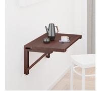 Relaxdays Table murale pliable en bois, LxP: 60 x 40 cm, tablette suspendue, gain de place, rabattable, cuisine, marron