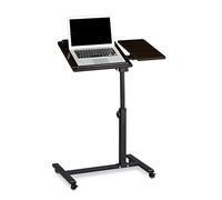 Relaxdays Table Ordinateur Portable Hauteur réglable XL 95 x 60 x 40 cm Bois Support avec 4 roulettes tablettes Noir