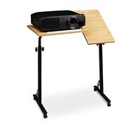 Relaxdays Table ordinateur portable HxlxP: 110 x 80 x 50 cm hauteur réglable roulettes table bout de canapé table de lit bureau informatique, bois chêne (nature), Beige