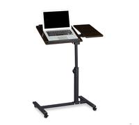 Relaxdays Table PC réglable HxLxP:95x60x40cm, roulettes & tablette, pour gauchers, ébène noir