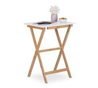 Relaxdays Table pliante blanche en bambou