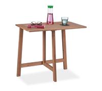 Relaxdays Table Pliante, Bois, Table terrasse rectangulaire, extérieur, Balcon&Jardin, Pliable, HLP: 73x80x50 cm, Marron