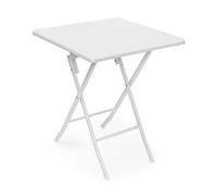 Relaxdays Table pliante de jardin BASTIAN carrée 74x61,5x61,5 cm métal aspect rotin blanc
