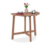 Relaxdays Table Pliante, Demi-Lune, HxLxP: 74x80x50 cm, Balcon, Jardin & terrasse, Bois, extérieur, Table Murale, Marron