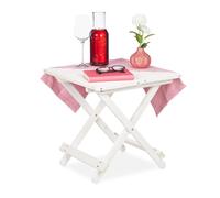 Relaxdays Table pliante en bois blanche