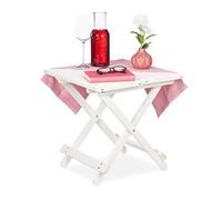 Relaxdays Table Pliante en Bois, pour Salon, Balcon et terrasse, Robuste, Console, HLP : 50 x 50 x 50 cm, Blanche