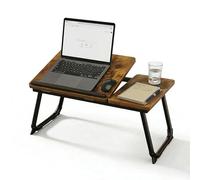 Relaxdays Table pour Ordinateur Portable pour lit et canapé, Pliable, réglable, métal, Brun foncé/Noir