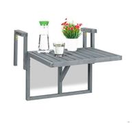 Relaxdays Table repliable en bois, meuble d’appoint à suspendre et à plier, hauteur réglable, HxLxP : 55x70x65 cm, gris