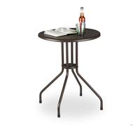 Relaxdays Table ronde de jardin en brun