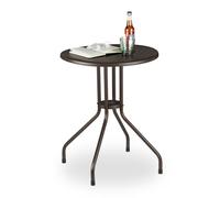 Relaxdays Table ronde de jardin en brun