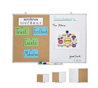 Relaxdays Tableau Blanc combiné 2 en 1, Panneau en liège, magnétique, Cadre en alu, Rangement, 60 x 90 cm, Blanc/Naturel