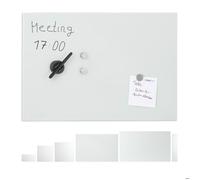 Relaxdays Tableau mémo magnétique, Verre Protecteur, Panneau Pense-bête, 3 aimants, 60 x 40 cm, blanc