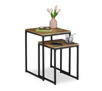 Relaxdays Tables d'appoint jeu de 2 effet bois