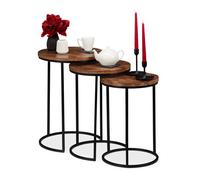 Relaxdays Tables gigognes en jeu de 3 bois mangue