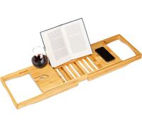 relaxdays Tablette de bain en bambou réglable